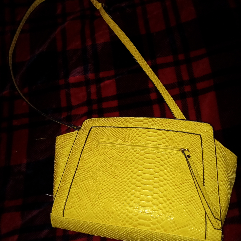 Nicole Miller Yellow Textured Crossbody Shoulder Bag